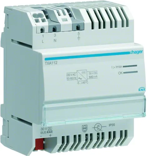 Hager TXA112 voed module 230ac/30dc 4mod