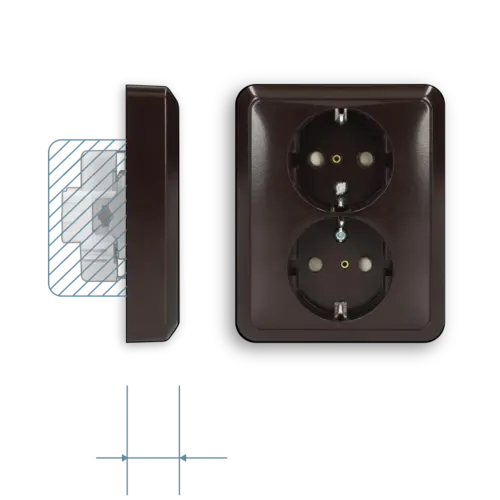 JUNG CD 5020 NKI BR wandcontactdoos 2-voudig randaarde Safety+ voor enkele inbouwdoos CD500 bruin