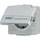 JUNG 620 NAW wandcontactdoos randaarde met klapdeksel en tekstkader opbouw IP44 WG600