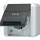 JUNG 820 NAW wandcontactdoos randaarde 16A 1-voudig tekstvenster opbouw IP44 horizontaal WG800