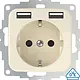 2USB inCharge PRO SI creme wandcontactdoos met 2x USB-A voor Standaard SI creme glans OP=OP