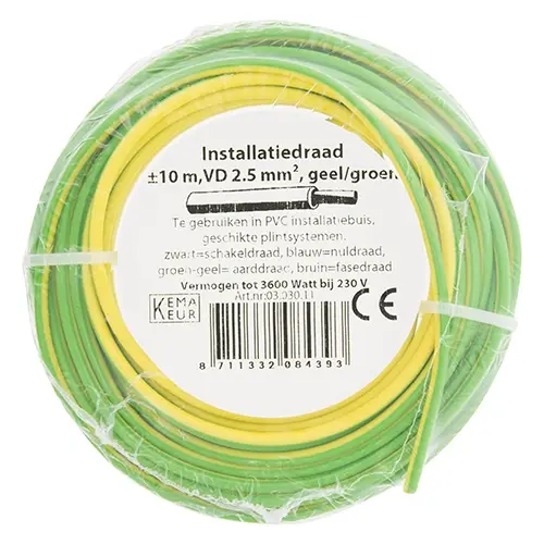 Q-Link 03.030.11 VD draad geel/groen 2,5mm2 rol 10 meter OP=OP