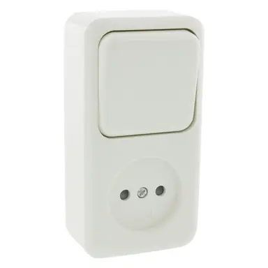 Q-Link 00.947.19 combinatie stopcontact en wisselschakelaar opbouw polarwit OP=OP