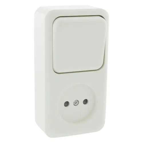 Q-Link 00.947.19 combinatie stopcontact en wisselschakelaar opbouw polarwit OP=OP