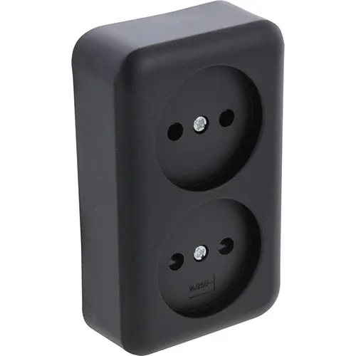 Q-Link 00.945.49 wandcontactdoos 2-voudig zonder randaarde met verhoogde aanraakbeveiliging opbouw zwart OP=OP