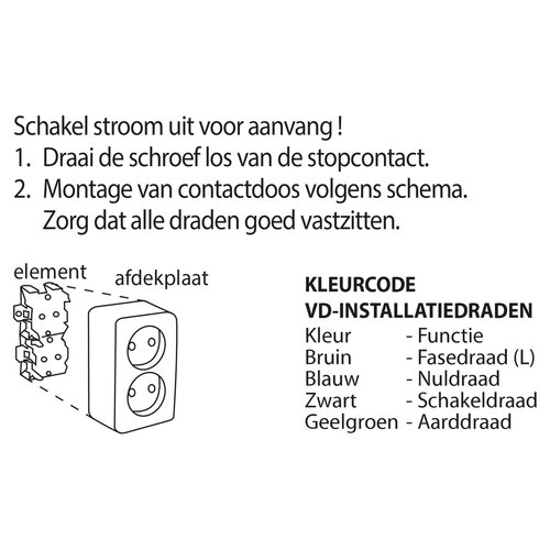 Q-Link 00.945.49 wandcontactdoos 2-voudig zonder randaarde met verhoogde aanraakbeveiliging opbouw zwart OP=OP