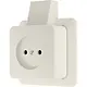 JUNG 611ASM opbouw wandcontactdoos zonder randaarde met montageplaat en kabelinvoer AP600 creme