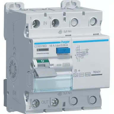 Hager CDB516D aardlekschakelaar 16A 2-polig 30mA Klasse B+