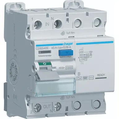 Hager CDB540E aardlekschakelaar 40A 2-polig 30mA Klasse B