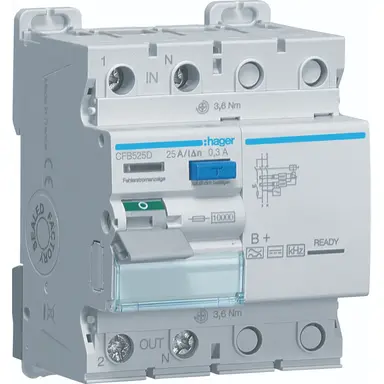 Hager CFB525D aardlekschakelaar 25A 2-polig 300mA Klasse B+