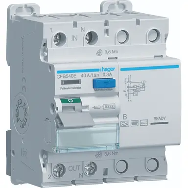 Hager CFB540E aardlekschakelaar 40A 2-polig 300mA Klasse B