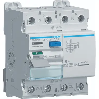 Hager CFB625D aardlekschakelaar 25A 4-polig 300mA Klasse B+