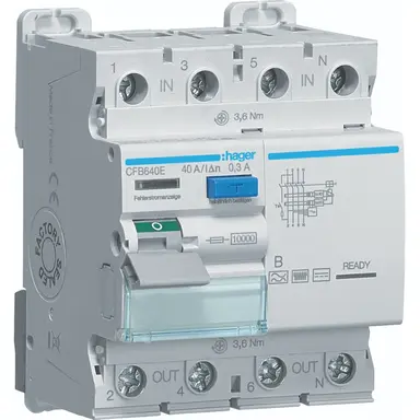 Hager CFB640E aardlekschakelaar 40A 4-polig 300mA Klasse B