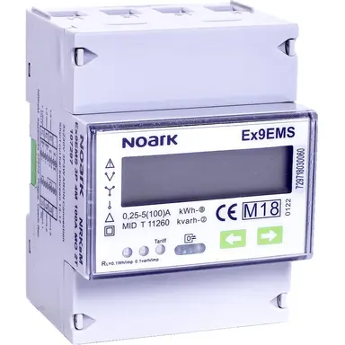 Noark EX9EMS 3P 4M CT 2T smart energy kWh-meter 3-polig 4-modules met stroomtransformatoraansluiting en 2 tarieven