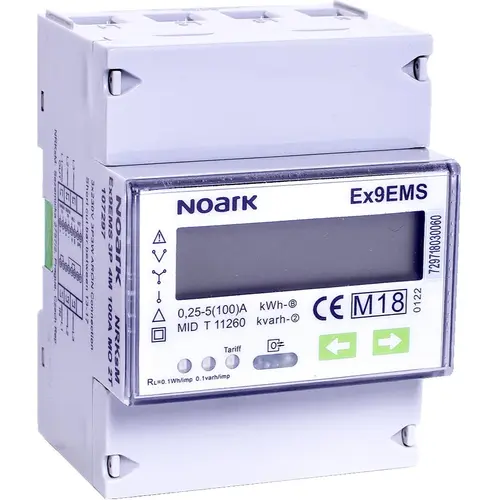 Noark EX9EMS 3P 4M CT 2T smart energy kWh-meter 3-polig 4-modules met stroomtransformatoraansluiting en 2 tarieven