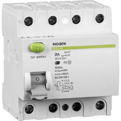 Noark EX9L-N 4P 40A A 30MA aardlekschakelaar 40A 4-polig 30mA Klasse-A
