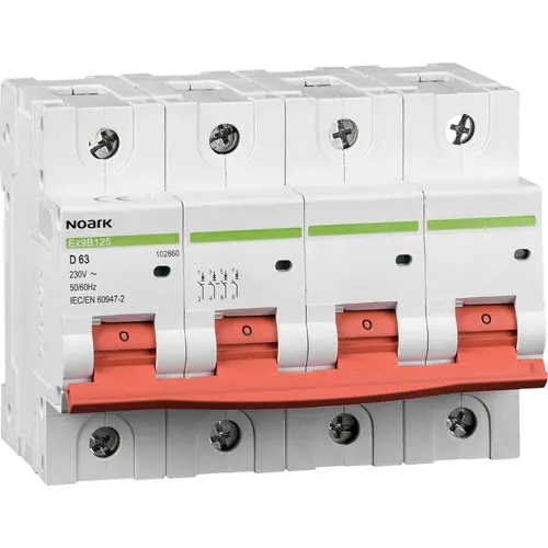 Noark EX9B125 4P C63A installatieautomaat 4P 63A C-karakteristiek 20kA