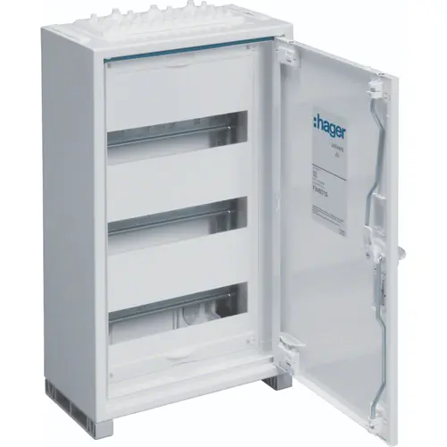 Hager FWB31P opbouwverdeler leeg 36-modulen 300x500mm 3 rijen van 12 modulen wit