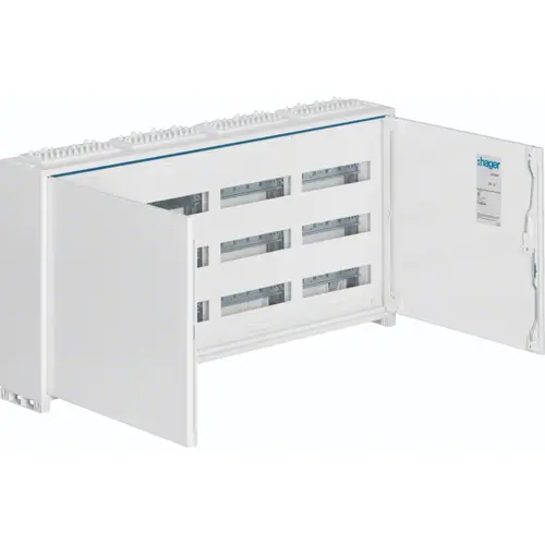 Hager FWB34P opbouwverdeler leeg 144-modulen 500x1050mm 3 rijen van 48 modulen wit