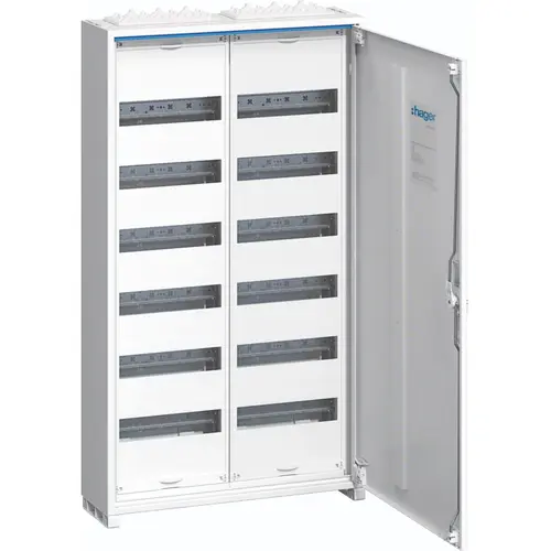 Hager FWB62P opbouwverdeler leeg 144-modulen 950x550x165mm 6 rijen van 24 modulen wit