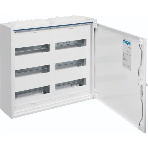 Hager FWB32P opbouwveldverdeler leeg 72-modulen 500x500mm 3 rijen van 24 modulen wit