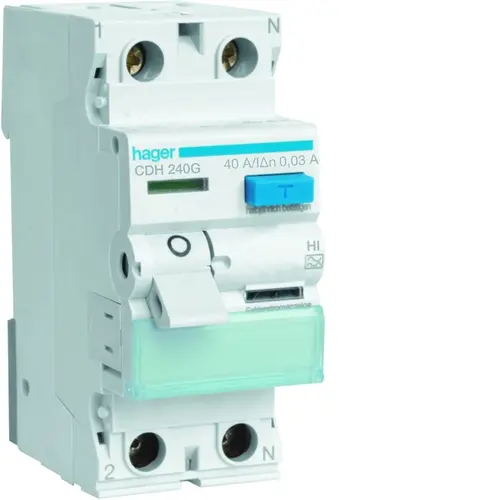 Hager CDH240G aardlekschakelaar 40A 2-polig 30mA Klasse A
