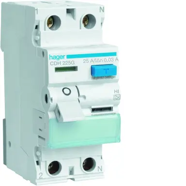 Hager CDH225G aardlekschakelaar 25A 2-polig 30mA Klasse A