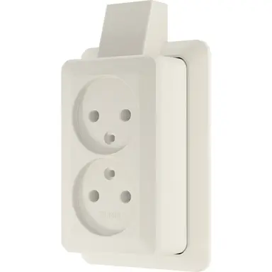 JUNG 6010 A SM opbouw wandcontactdoos 2-voudig zonder randaarde met montageplaat en kabelinvoer AP600 creme