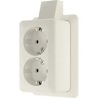 JUNG 6020 A SM opbouw wandcontactdoos 2-voudig randaarde met montageplaat en kabelinvoer AP600 creme