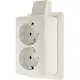 JUNG 6020 A SM opbouw wandcontactdoos 2-voudig randaarde met montageplaat en kabelinvoer AP600 creme