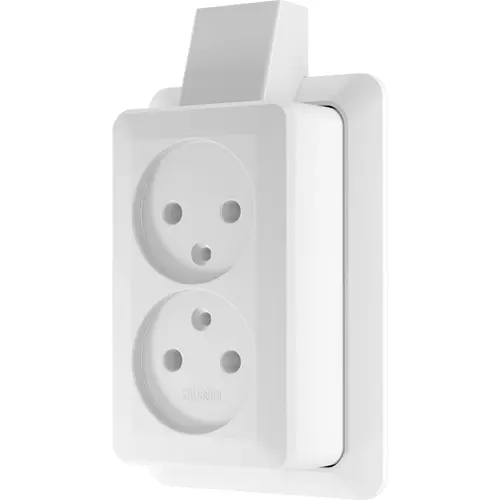JUNG 6010 A SM WW opbouw wandcontactdoos 2-voudig zonder randaarde met montageplaat en kabelinvoer AP600 alpine wit