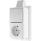 JUNG 676 A SM WW opbouw combinatie wisselschakelaar/wandcontactdoos randaarde met montageplaat en kabelinvoer AP600 alpine wit