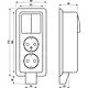 JUNG 625 A SM opbouw combinatie serieschakelaar/2x wandcontactdoos randaarde met montageplaat en kabelinvoer AP600 creme