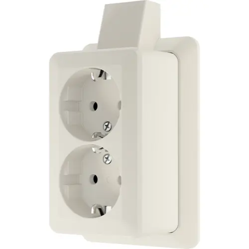 JUNG 6022 A SM opbouw wandcontactdoos 2-voudig randaarde met schroefklemmen montageplaat en kabelinvoer AP600 creme