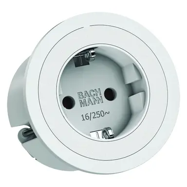 Bachmann 926.301 Pix rond inbouwstopcontact RA met 2m kabel en losse RA stekker wit/RVS-look