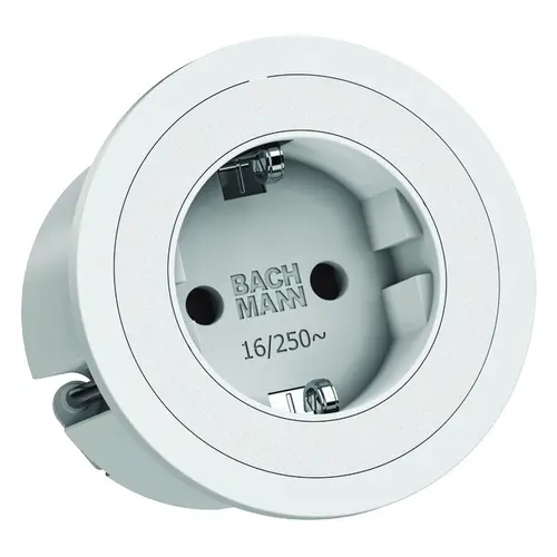Bachmann 926.301 Pix rond inbouwstopcontact RA met 2m kabel en losse RA stekker wit/RVS-look