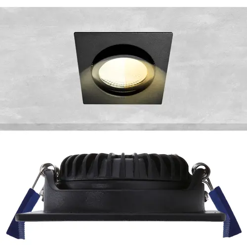 EcoDim ED-10026 LED-inbouwspot dimbaar kleine inbouwdiepte dim to warm vierkant zwart