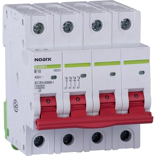 Noark EX9BH 3PN C63 installatieautomaat 3P+N 63A C-karakteristiek 10kA
