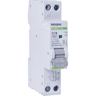 Noark EX9NLE EL 1PN B16 30 aardlekautomaat 1P+N 16A 30mA B-karakteristiek 6kA
