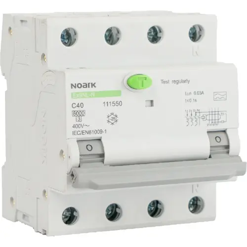 Noark EX9NL-N 3P+N C20 A 3 aardlekautomaat 3P+N 20A 30mA C-karakteristiek 6kA