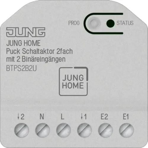 JUNG BT P S2 B2 U HOME Puck schakelactor 2-voudig met 2 binaire ingangen
