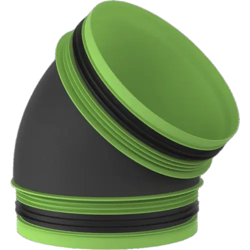 Duco 0000-7043 geïsoleerd aansluitstuk 45° D160 met rubber groen