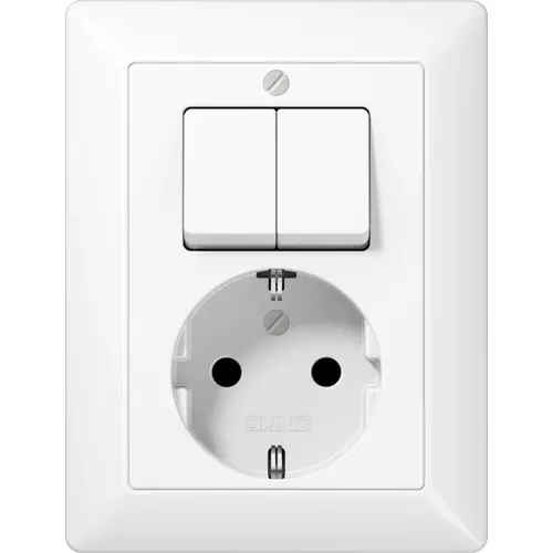 JUNG AS 5575 EU WW combinatie serieschakelaar/wandcontactdoos randaarde AS500 alpine wit