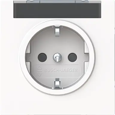 Busch-Jaeger 20 EUCNB-44M wandcontactdoos randaarde Safety+ met tekstkader Art Linear studiowit mat