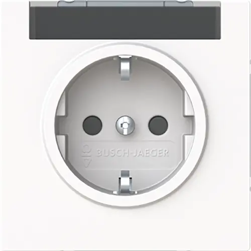 Busch-Jaeger 20 EUCNB-44M wandcontactdoos randaarde Safety+ met tekstkader Art Linear studiowit mat