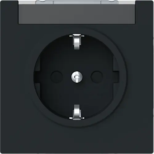 Busch-Jaeger 20 EUCNB-45M wandcontactdoos randaarde Safety+ met tekstkader Art Linear zwart mat