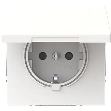 Busch-Jaeger 20 EUKBR-44M wandcontactdoos randaarde Safety+ met klapdeksel Art Linear studiowit mat