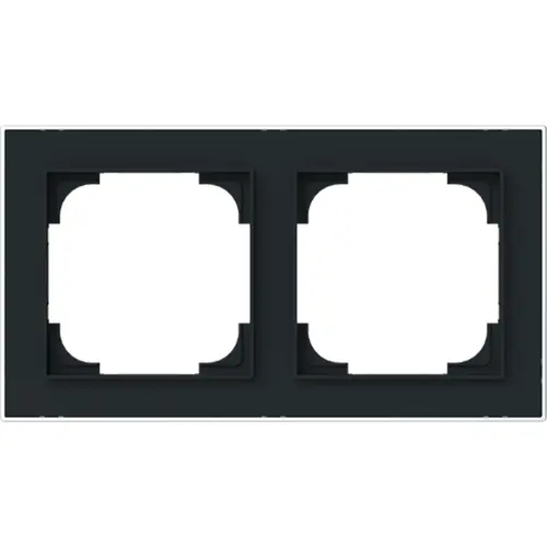 Busch-Jaeger 1722-456M afdekraam 2-voudig Art Linear zwart mat sierring chroom