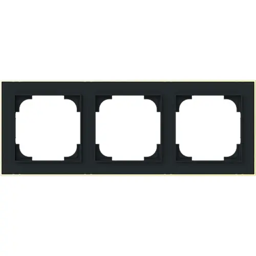 Busch-Jaeger 1723-453M afdekraam 3-voudig Art Linear zwart mat sierring goudkleurig