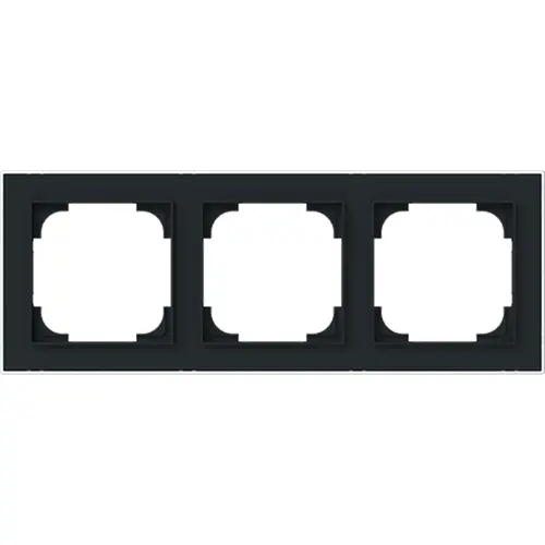 Busch-Jaeger 1723-456M afdekraam 3-voudig Art Linear zwart mat sierring chroom